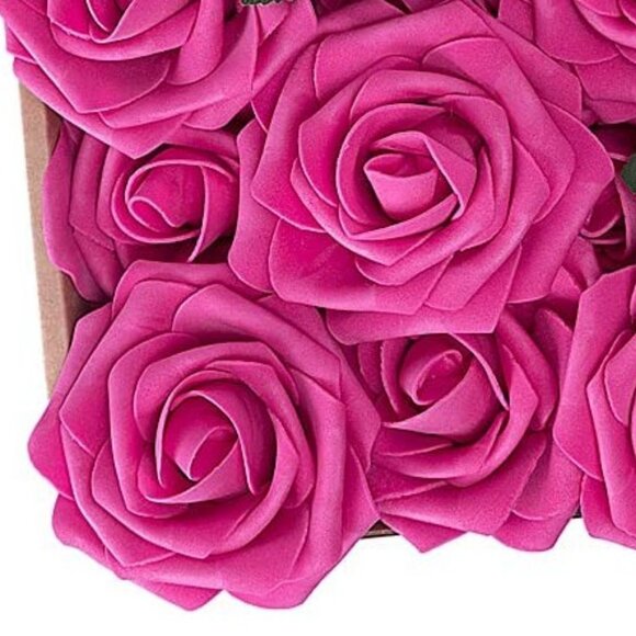 Hot Pink Real Touch Roses - Picture 3 of 4